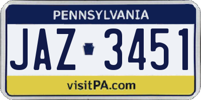 PA license plate JAZ3451