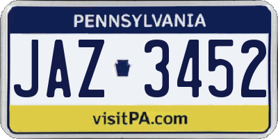 PA license plate JAZ3452