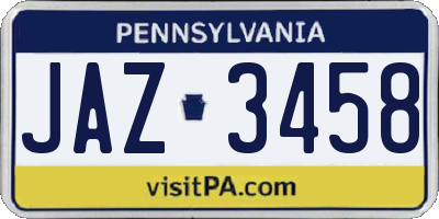 PA license plate JAZ3458