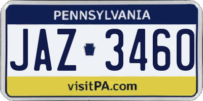 PA license plate JAZ3460