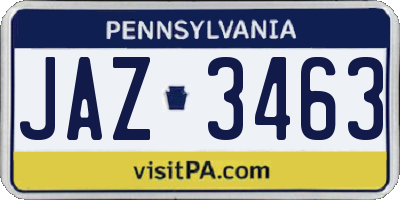 PA license plate JAZ3463