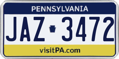 PA license plate JAZ3472