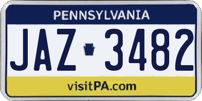 PA license plate JAZ3482