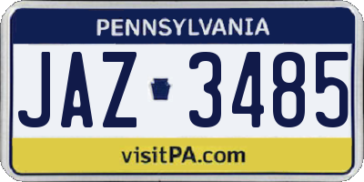 PA license plate JAZ3485