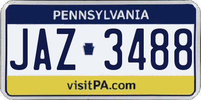 PA license plate JAZ3488