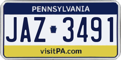 PA license plate JAZ3491