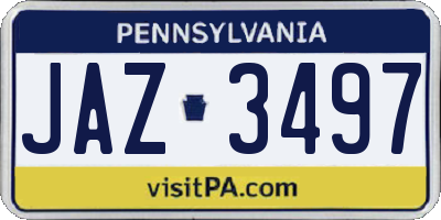 PA license plate JAZ3497