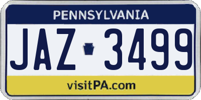 PA license plate JAZ3499