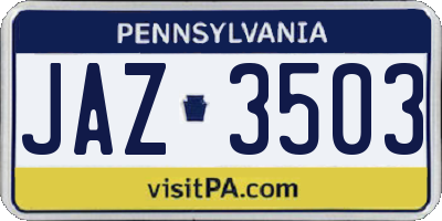 PA license plate JAZ3503