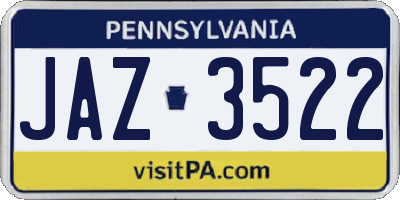 PA license plate JAZ3522