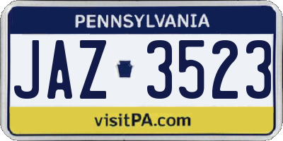 PA license plate JAZ3523