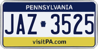 PA license plate JAZ3525