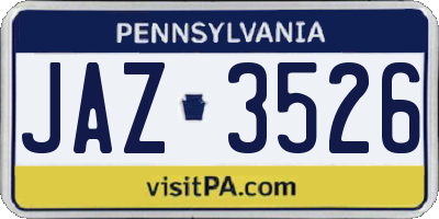 PA license plate JAZ3526