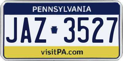 PA license plate JAZ3527