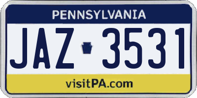 PA license plate JAZ3531
