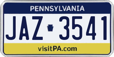 PA license plate JAZ3541