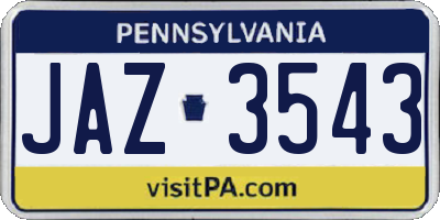 PA license plate JAZ3543