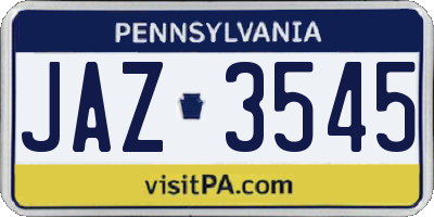 PA license plate JAZ3545