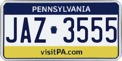 PA license plate JAZ3555