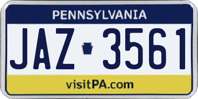 PA license plate JAZ3561