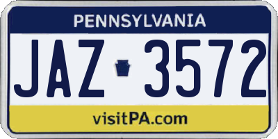 PA license plate JAZ3572