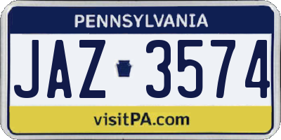 PA license plate JAZ3574