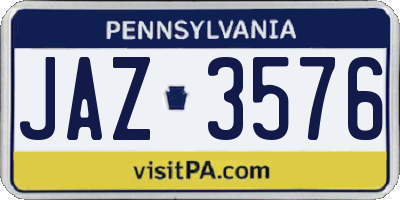 PA license plate JAZ3576
