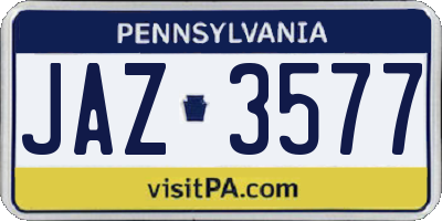 PA license plate JAZ3577