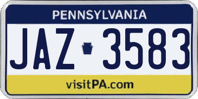 PA license plate JAZ3583