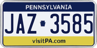 PA license plate JAZ3585