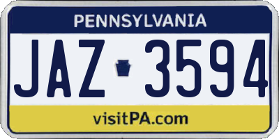 PA license plate JAZ3594