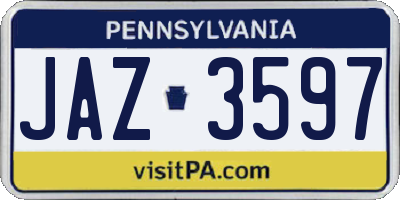 PA license plate JAZ3597