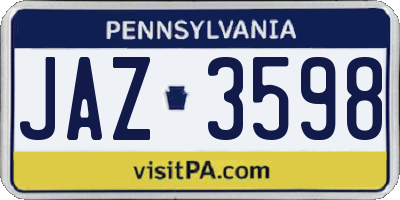 PA license plate JAZ3598