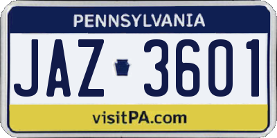 PA license plate JAZ3601