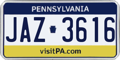 PA license plate JAZ3616