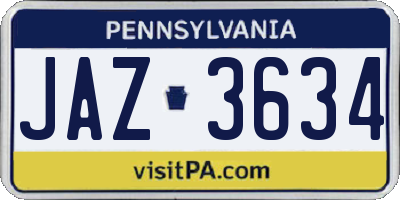 PA license plate JAZ3634