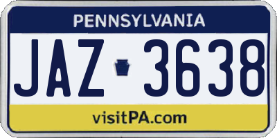 PA license plate JAZ3638