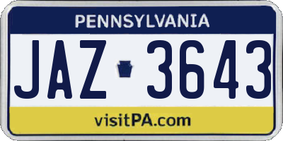 PA license plate JAZ3643