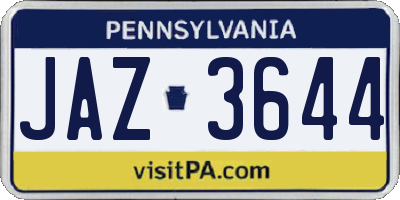 PA license plate JAZ3644