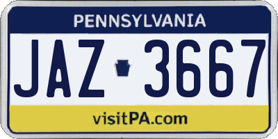 PA license plate JAZ3667