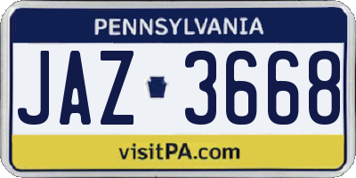 PA license plate JAZ3668