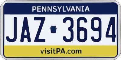 PA license plate JAZ3694