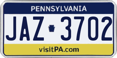 PA license plate JAZ3702