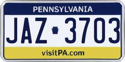 PA license plate JAZ3703