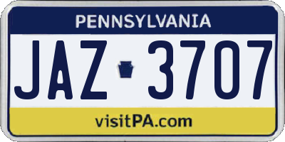 PA license plate JAZ3707