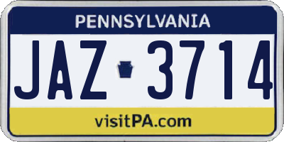 PA license plate JAZ3714