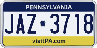 PA license plate JAZ3718