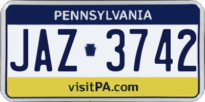 PA license plate JAZ3742