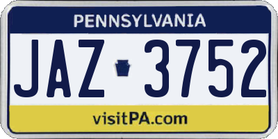 PA license plate JAZ3752