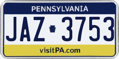 PA license plate JAZ3753